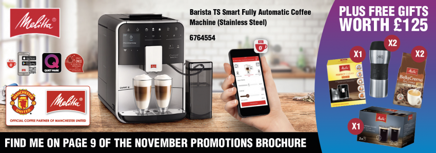 Get FREE gifts worth £125 when you buy the Barista TS Smart from Melitta! Get FREE gifts worth £125 when you buy the Barista TS Smart from Melitta!