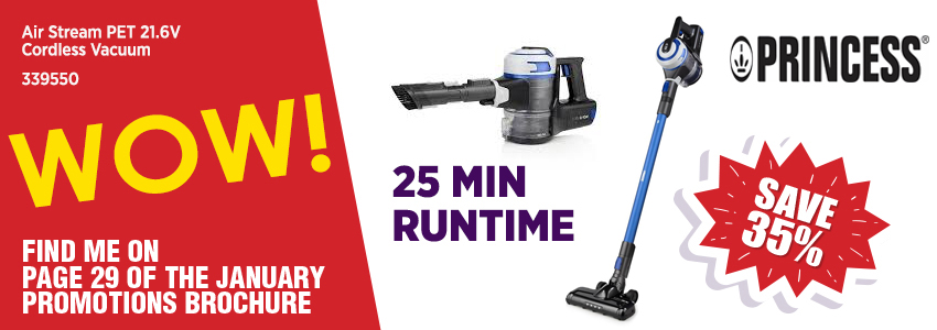 Save 35% on the Princess Air Stream Cordless Vacuum